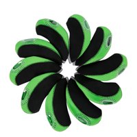 Magideal - 10X Juego De Fundas De Cabeza De Hierro De Golf A Prueba De Agua, Protección De La Cubierta De La Cabeza Del Palo De Golf, Ventana Visible, Se Adapta Verde