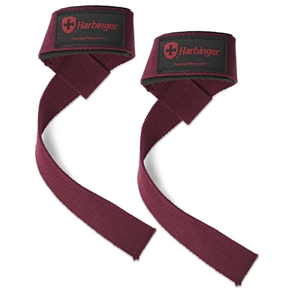 Correas de levantamiento Harbinger de algodón acolchado con NeoTek Wrist Merlot