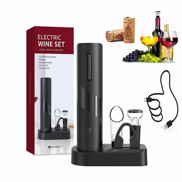 Abridor Eléctrico De Vino Recargable Set De 5 Piezas