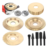 Genérico - Juego De 4 Discos Para Tallar Madera+Juego De 5 Escofinas Marrón Claro