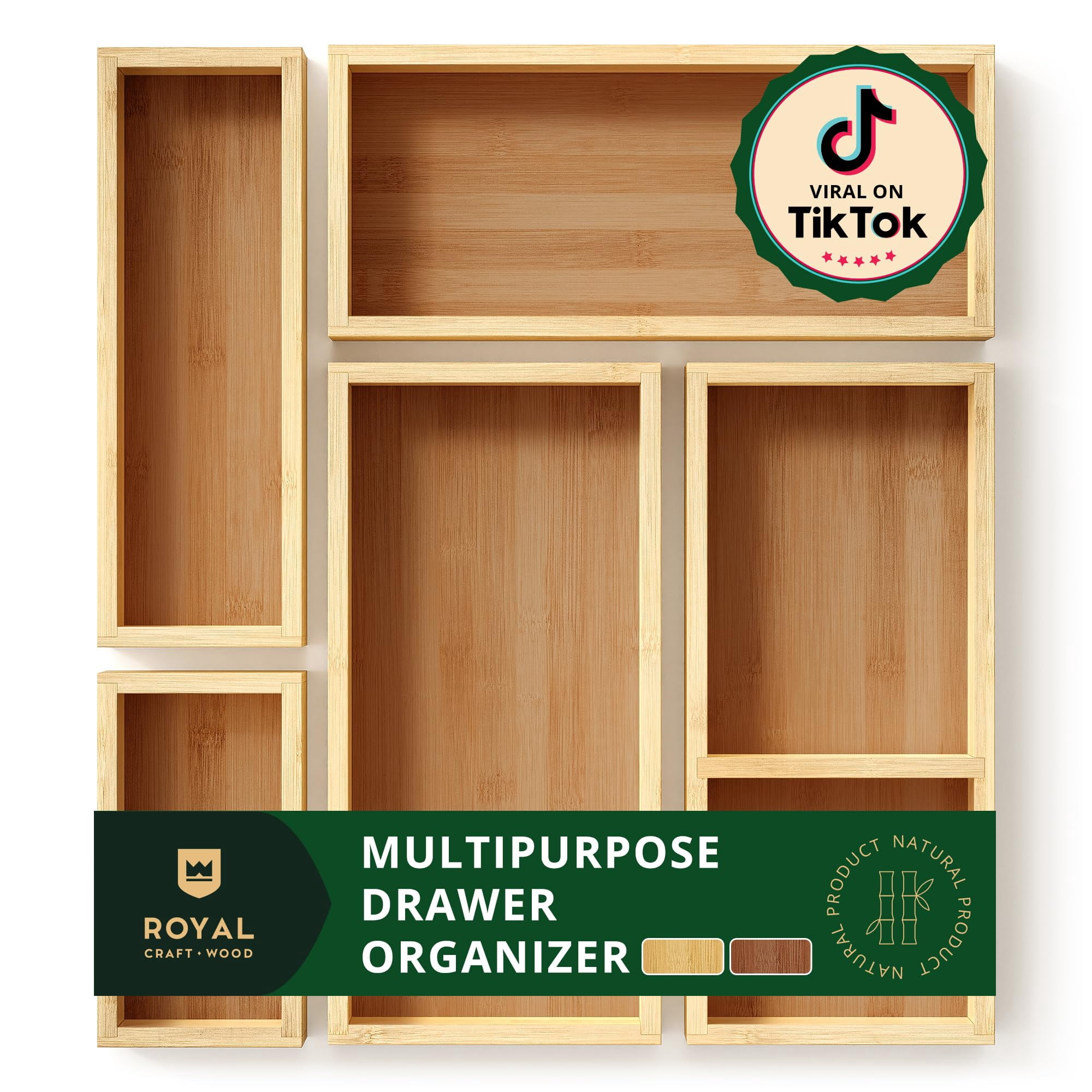 Baúl De Almacenamiento De Té Royal Craft Wood De Bambú De Lujo, 5 Cajas