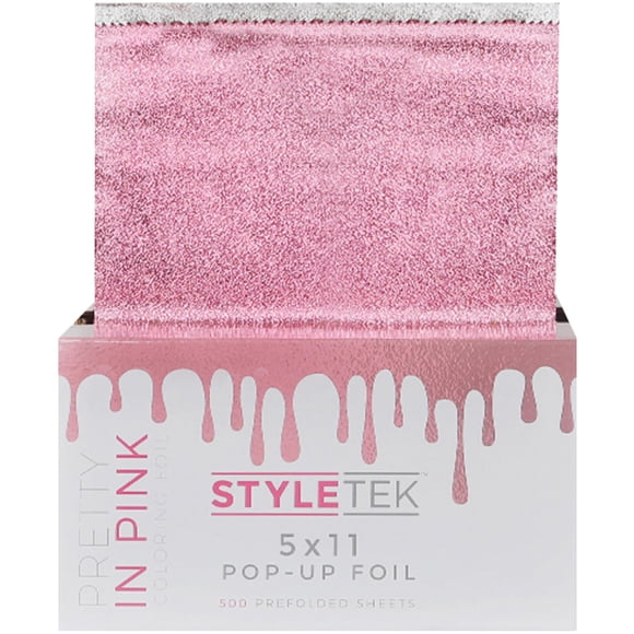 Láminas de papel aluminio STYLETEK 5 x 11 pulgadas, rosa, pop-up, 500 piezas