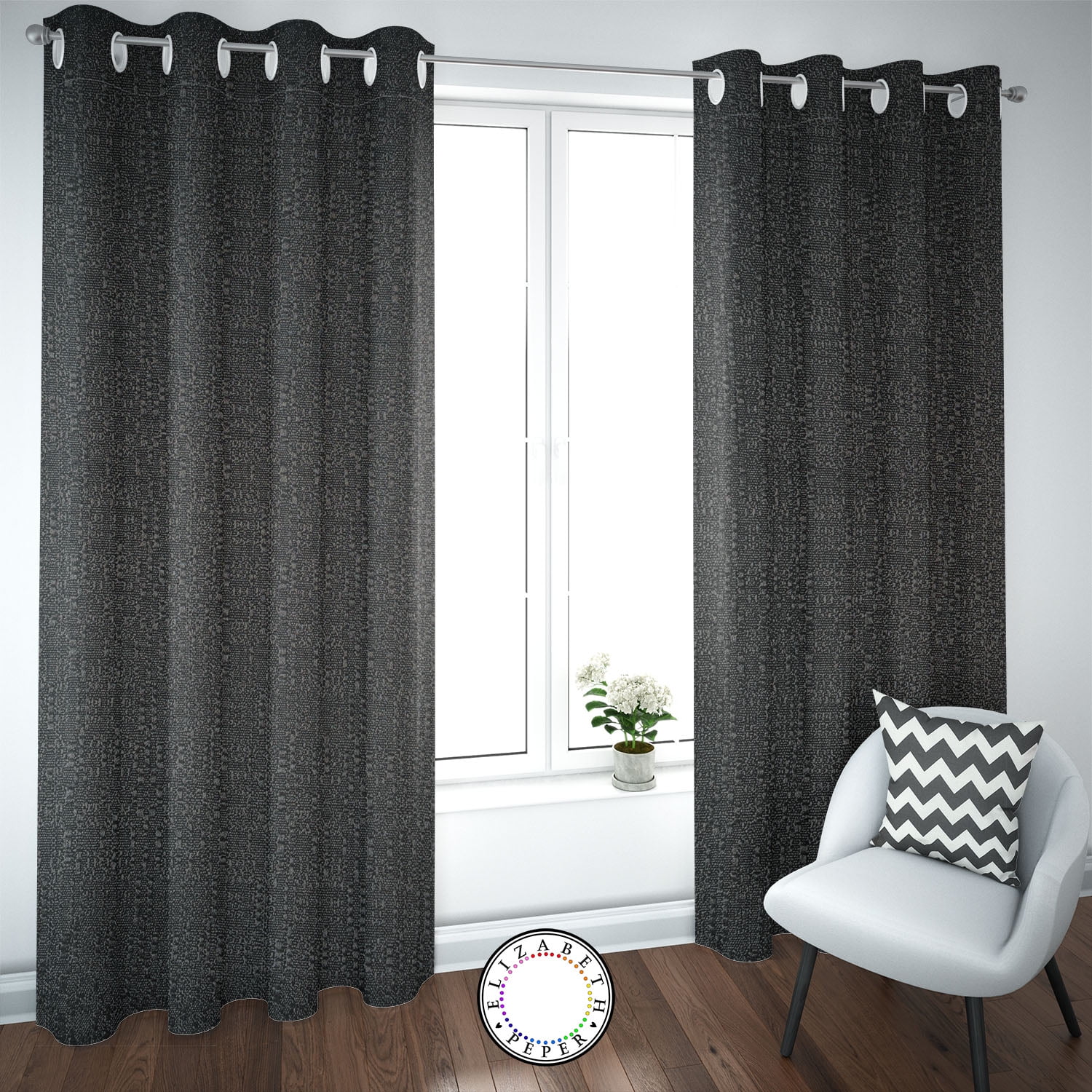 Elizabeth Peper - Set De Cortinas Hogar 2 Paños De 140x220 Cm Negro