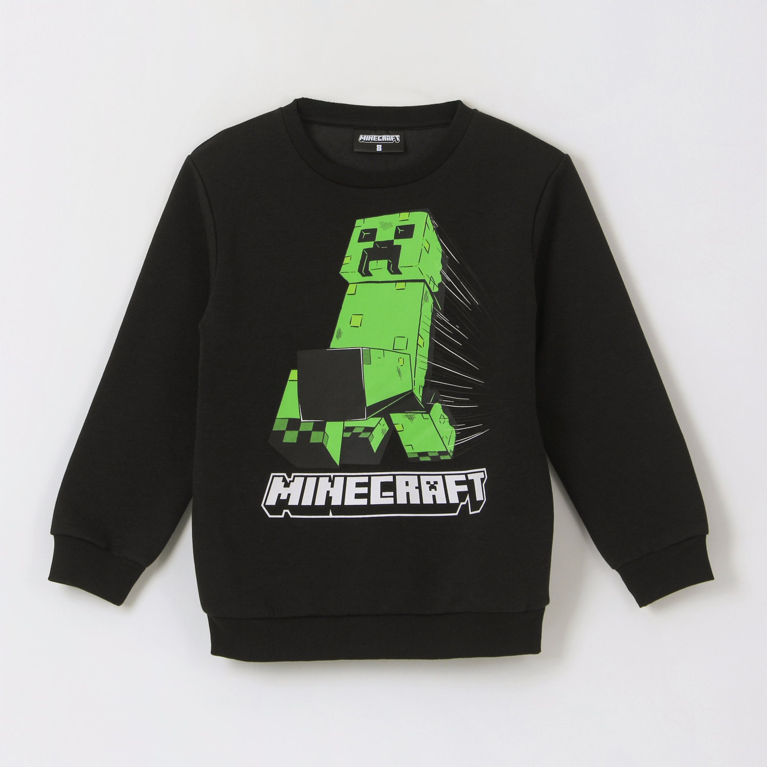 Polerón Cerrado Niño Creeper Run Negro Minecraft