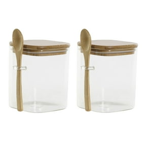 Disparo - Set 2 Frascos Contenedores 570Ml 10Cm Cuadrado Cuchara Bambú