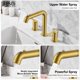 thumbnail image 3 of Grifo de baño KENES color oro cepillado con salida retráctil, 2 manijas, 3 orificios, 3 of 9