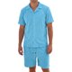 thumbnail image 1 of INSPIRE CHIC Conjunto de Camisa y Pantalones Cortos Texturizados de Verano para Hombre 2 Piezas Cortas S Azul, 1 of 5