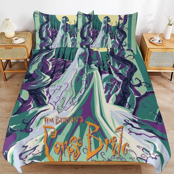 Corpse Bride Duvet Cover Set 3 Piece Bedding Set Double Sided Printing Decorative Comforter Cover Set