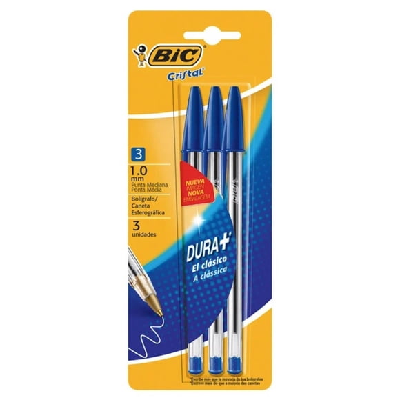 Bolígrafos Punta Media 1.0 mm Azul / 3 unidades