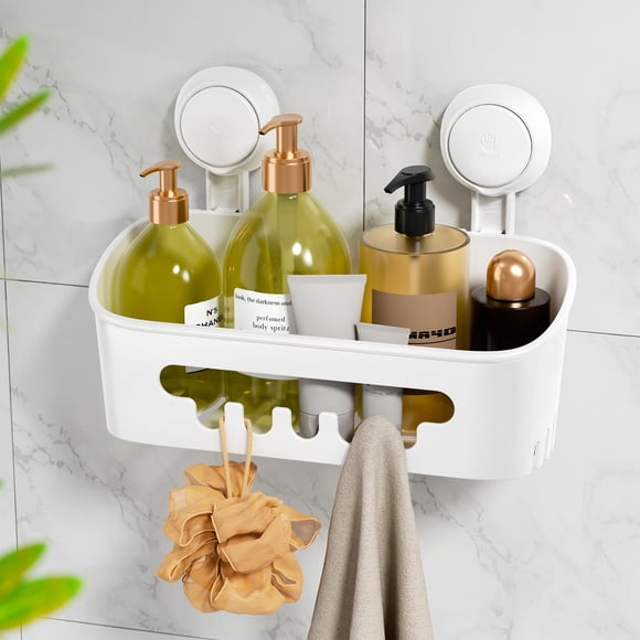Shower Caddy LEVERLOC - Estante de baño con ventosa (10 kg), color blanco