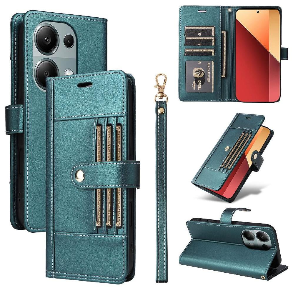 Foxdock Funda Tipo Cartera Para Xiaomi Redmi Note 14s – Cubierta De Cuero Pu Con Múltiples Ranuras, Bolsillo Para Efectivo Y Correa De Muñeca