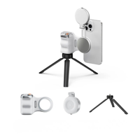 Telesin - Kit Selfie Pro: Grip + Luz + Espejo + Trípode Universal