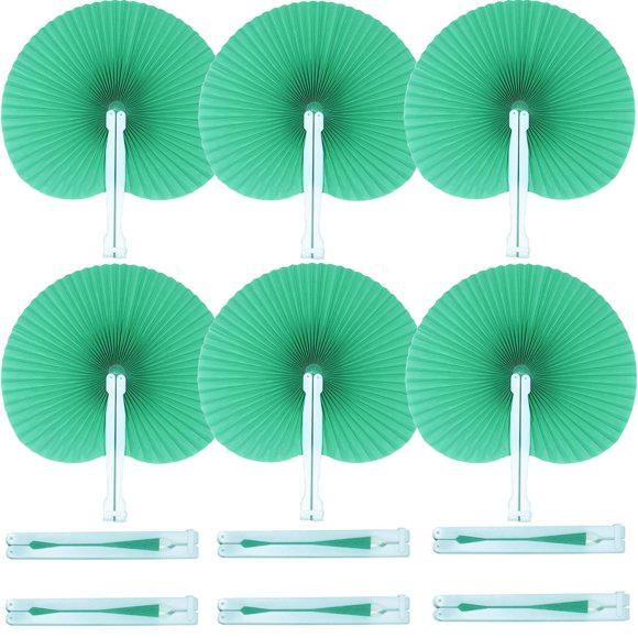 Bestage 20 abanicos plegables de papel verde con mango de plástico