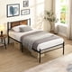 thumbnail image 2 of Twin Size metal bedframe,Headboard with wood panel decoration,black, 2 of 3