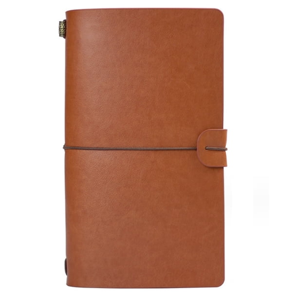 Cuaderno de viaje vintage retro hecho a mano con forro de cuero, cuaderno recargable para tomar notas.