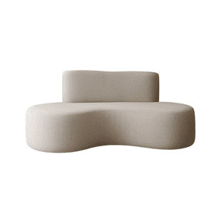 Mueblart - Sofá Curvo Moderno 3 Cuerpos Eco Cuero Beige
