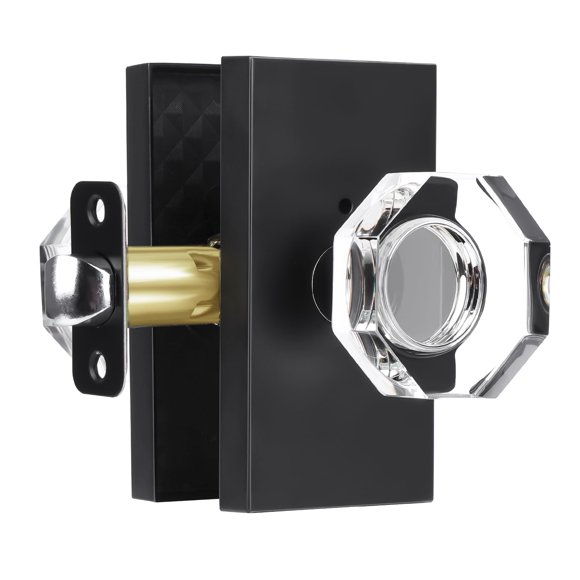 Pomos de puerta HIEMEY de cristal transparente negro mate con cerradura