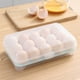 thumbnail image 3 of Huevera de plástico, bandeja para huevos rellenos con tapa, huevera portátil apilable para refrigerador con 15 ranuras para huevos, ideal para camping, nevera y cocina., 3 of 8