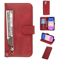 Gangxun - Funda Con Cremallera Para Iphone 12, Carcasa Cartera De Cuero Pu Con Soporte Y Tarjetero