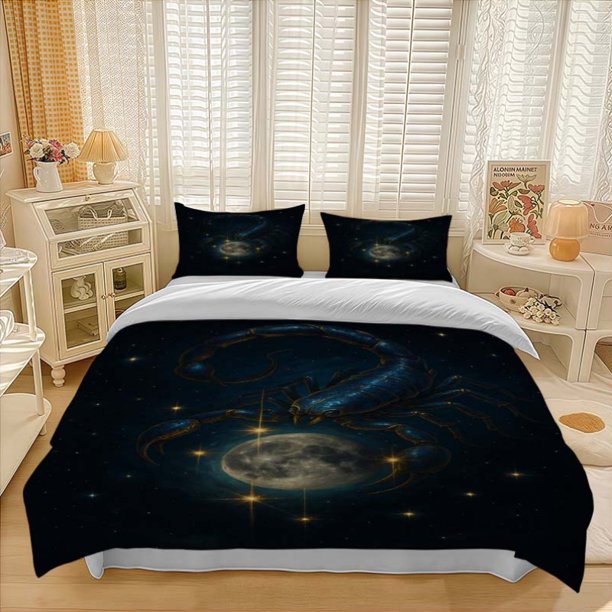 3pcs Scorpio Zodiac Sign Pattern Three-Piece Set Soft And Comfortable Bedding Set Available in All Seasons
