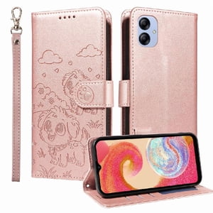 Funda Billetera Foxdock Compatible Con Samsung Galaxy A04E 4G, Diseño Perrito Tierno, Ranuras Para Tarjetas Y Soporte Plegable