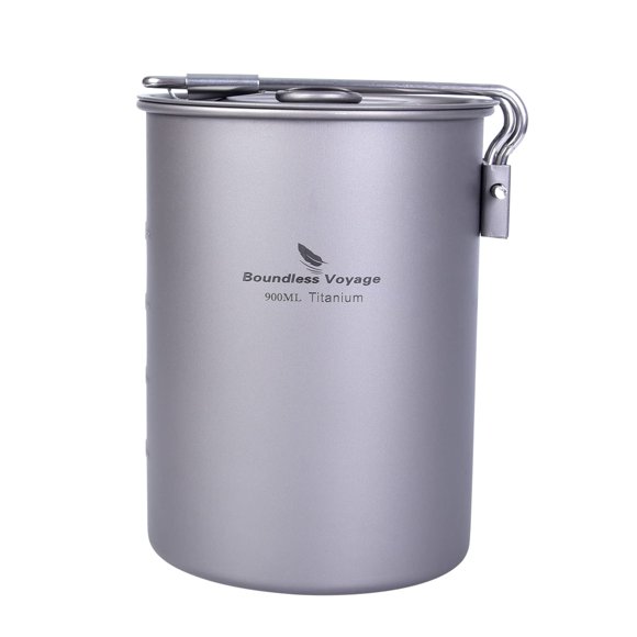 Pot usharedo, ultraligero, portátil, de titanio, 900 ml, con tapa