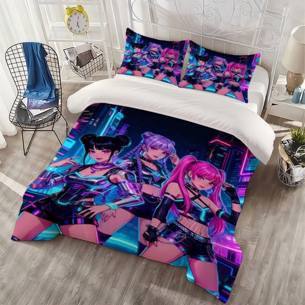 3pcs Cyberpunk Trio Themed Polyester Bedding Set | Digital Print All-Season