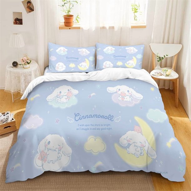 v2195 Bed Sheets Cinnamoroll Kawaii Bedding Sets Cute Comforter Cover Bed Cover Duvet Cover Pillow Case - Pieces Sets Kids Adult Size 3-Piece Bedding Set (1 Duvet Cover + 2 Pillow Shams) Bed Sheets ju