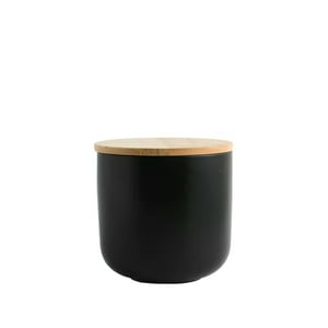 Contenedor De Cerámica Hermético Tapa Madera S Negro Simplit