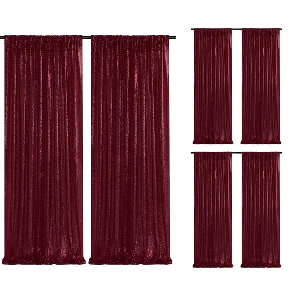 Cortina SoarDream con fondo de lentejuelas, color burdeos, 60 x 240 cm, 6 unidades