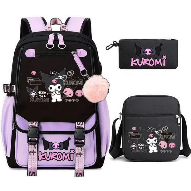 3pcs Kuromi Backpacks Patchwork Capacity Women Men Travel Mochilas With Shoulder Bags Ins Laptop Teens School Bags