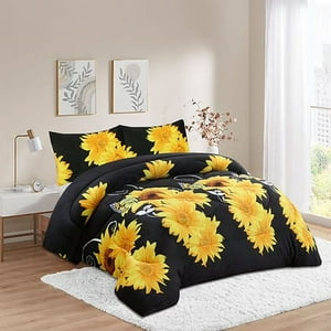 Aladdins Shop - Cobertor De Invierno De Plush Y Chiporro 2 Plazas Girasoles