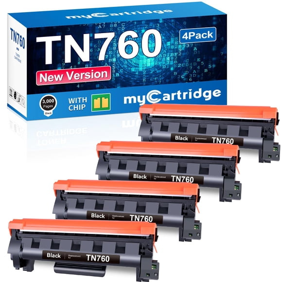 Cartucho de tóner MyCartridge TN760 TN-760 Impresora Brother, paquete de 4