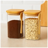 Disparo - Set 2 Frascos Contenedores 900Ml Vidrio 15Cm Cuadrado Cuchara