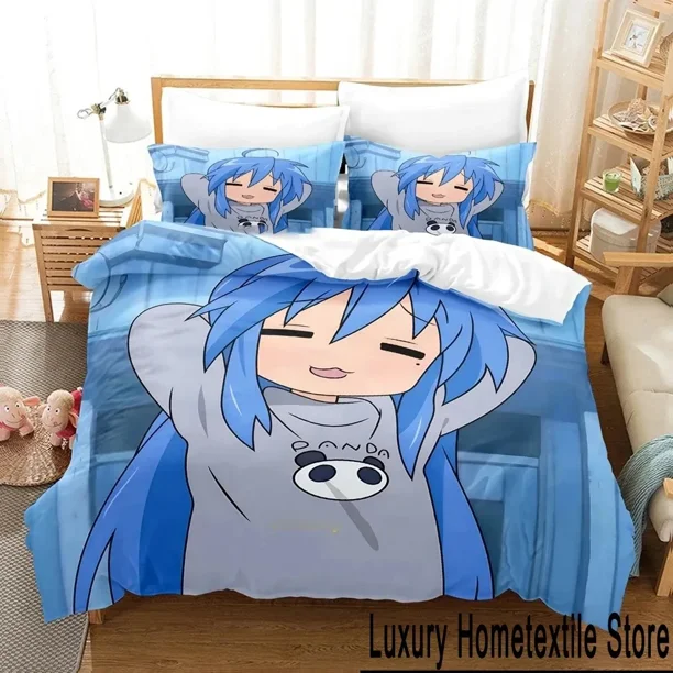 Konata Izumi Lucky Star Bedding Set Duvet Cover Bed Set Quilt Cover Pillowcase Comforter Size Boys Adult Bed Sheets