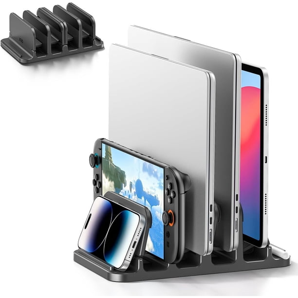 KDD Soporte vertical para laptop de 4 ranuras con bloqueo por gravedad, 6 pulgadas