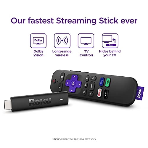 Roku Streaming Stick 4K 2021 | Dispositivo de Streaming 4K/HDR/D Visión con Roku Voice Remote y Controles de TV (Renovado)