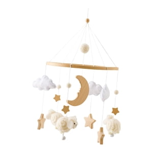 Magideal - Campana De Cama Móvil Para Cuna De Guardería, Juguete Montessori, Decoración De Guardería, Adornos De Fieltro, Decoración Colgante Para Niños Y Niñas Beige