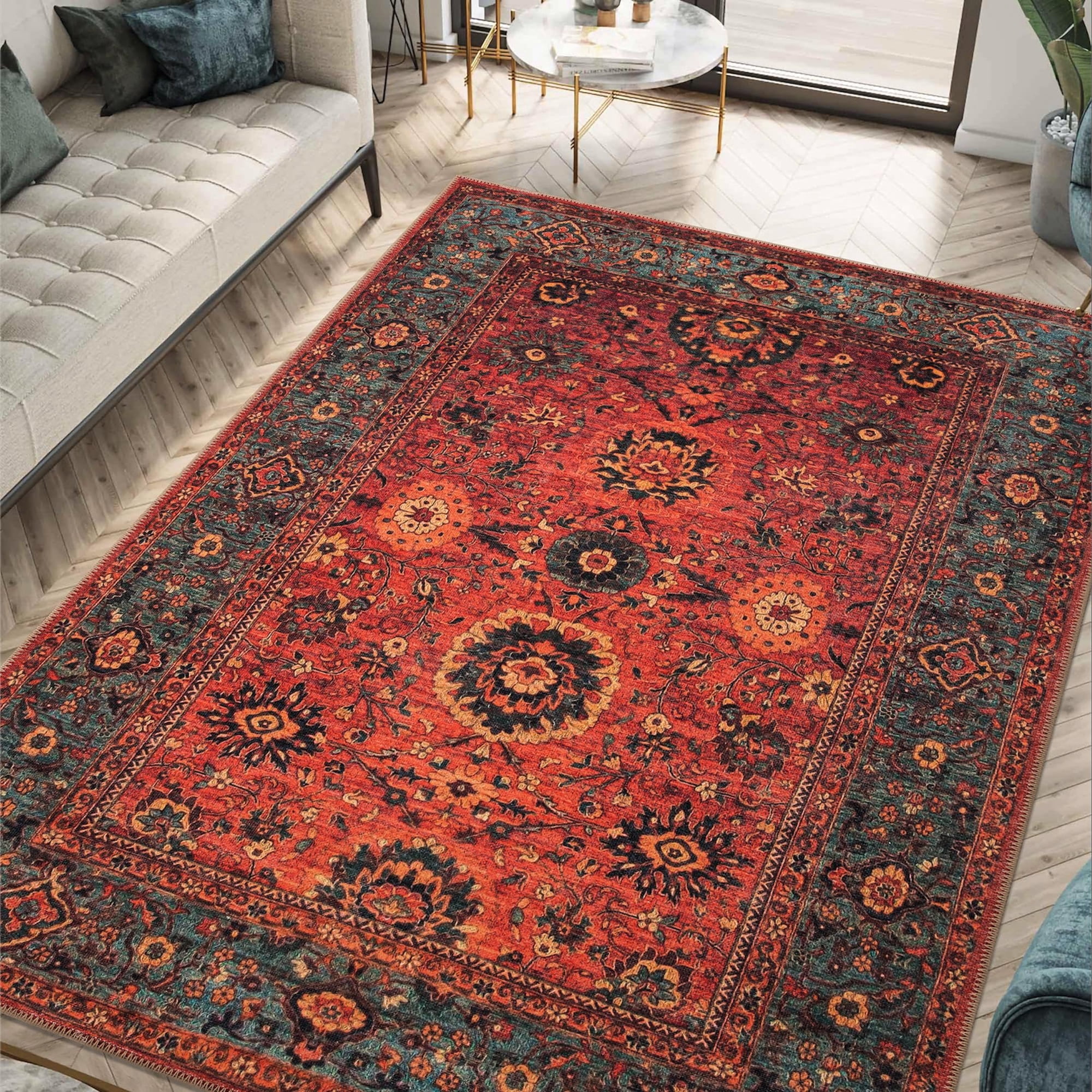 Alfombra Keen Home Design Vintage De 6 X 9 Pies, Lavable A Máquina