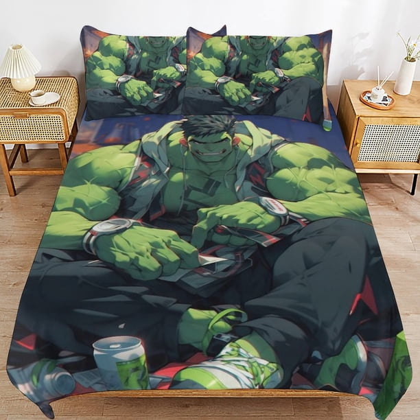 The Hulk Bedding Sets Ultra Soft Skin-Friendly Duvet Cover 3 Piece, Cute Comforter Cover Bed Set for Boys Girls Kids