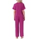 thumbnail image 3 of INSPIRE CHIC Pijamas de Satén para Mujer Camiseta de Manga Corta de Seda con Cuello en V y Pantalón Largo Conjunto de Ropa de Dormir Suave XL Rosa Fucsia, 3 of 6