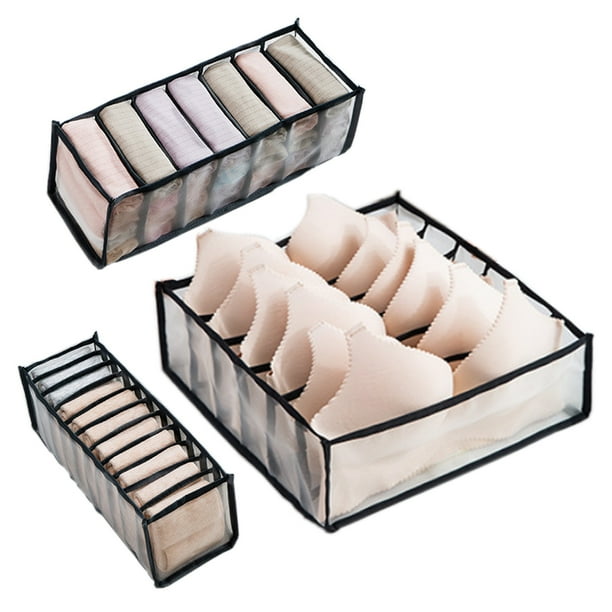 Organizador de ropa interior, juego de 3, plegable, con divisor de cajón y organizador de almacenamiento.