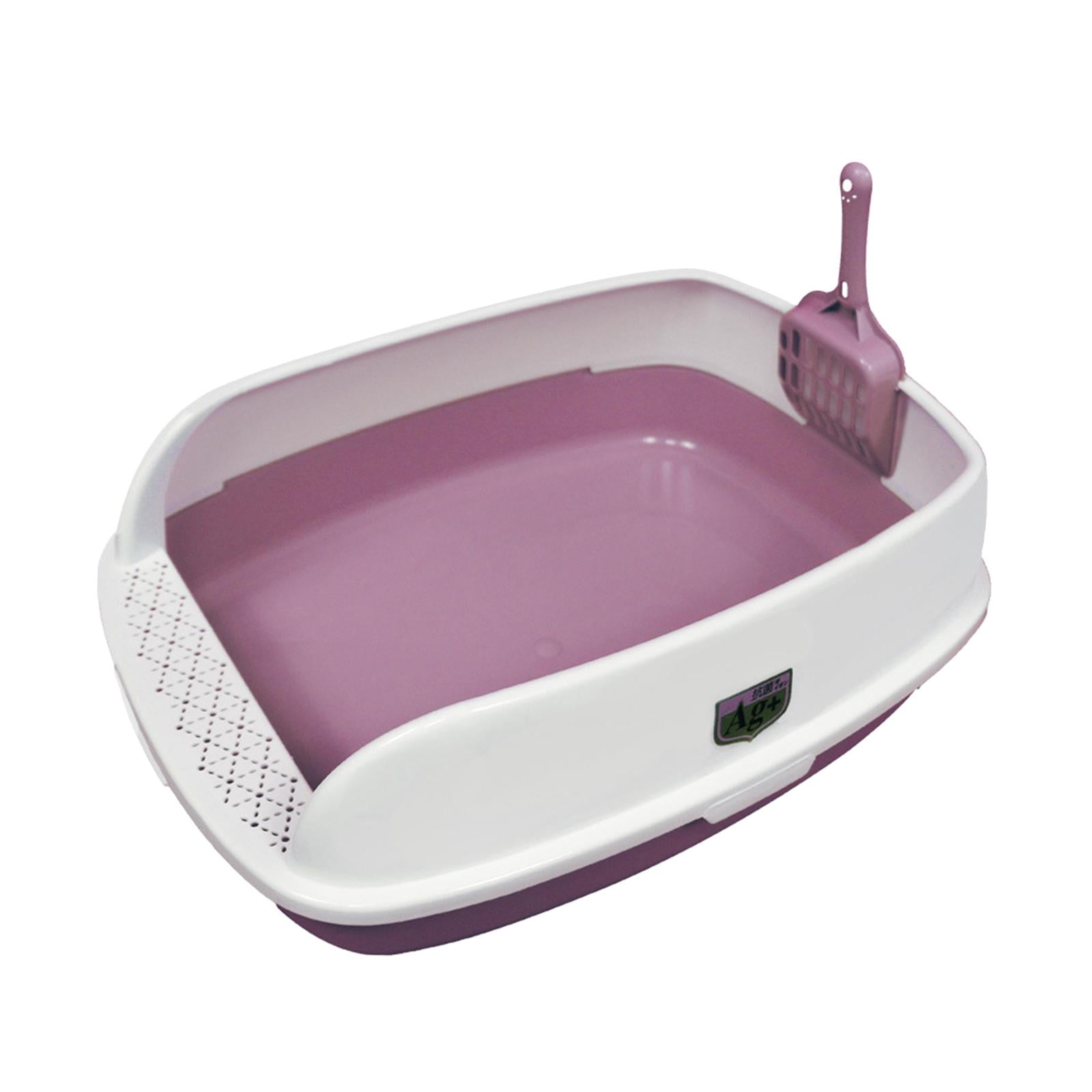 Caja De Arena Para Gatos Semiabierta, Inodoro Profundo Portátil Con Cuchara, Orinal Para Gatos, Color Rosa