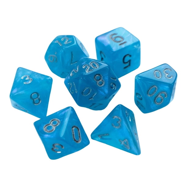 Juego De Dados Poliédricos De 7 Piezas Juego De Dados Para Fiesta Juego De Mesa Juego De Cartas Juego Azul Claro