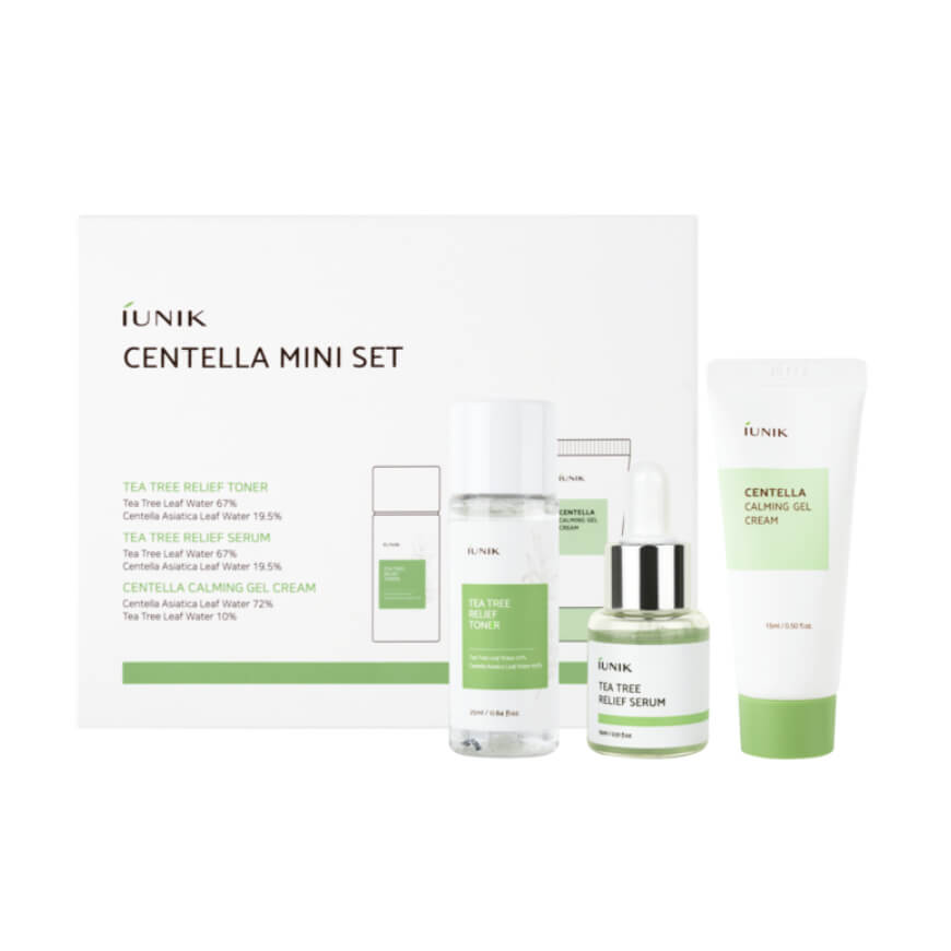 Iunik - Set De Skincare Coreano De Tónico, Sérum Y Crema Con Centella Asiática Y Árbol De Té -