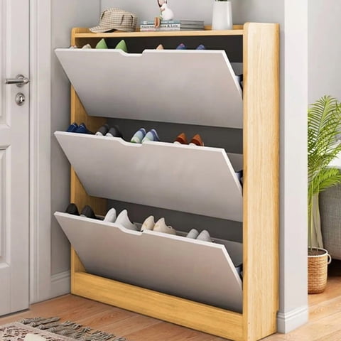 Casa Pagoda - Zapatero Organizador De Entrada Moderno Blanco Con Cafe
