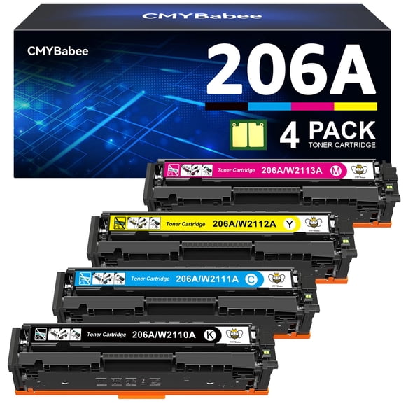 Cartucho de tóner CmybaBee compatible para HP 206A 206X, paquete de 4