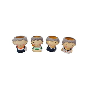 Genérico - Set 3 Macetas Forma Cabeza Niños Dibujos Jardinera Hogar Lau