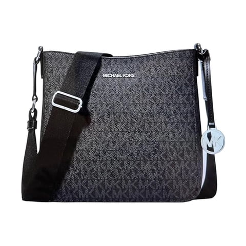 Cartera Michael Kors Jet Set Travel Small Shoulder Messenger Crossbody Bag Black Signature/Silver Tone