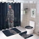 thumbnail image 1 of Esta es la piel de un asesino Bella-theme 4-Piece Shower Curtain Set with Rugs, Waterproof Bathroom Decor Set Includes Bath Mat, U-Shaped Rug, Toilet Lid Cover and Curtain with Hooks, 1 of 6